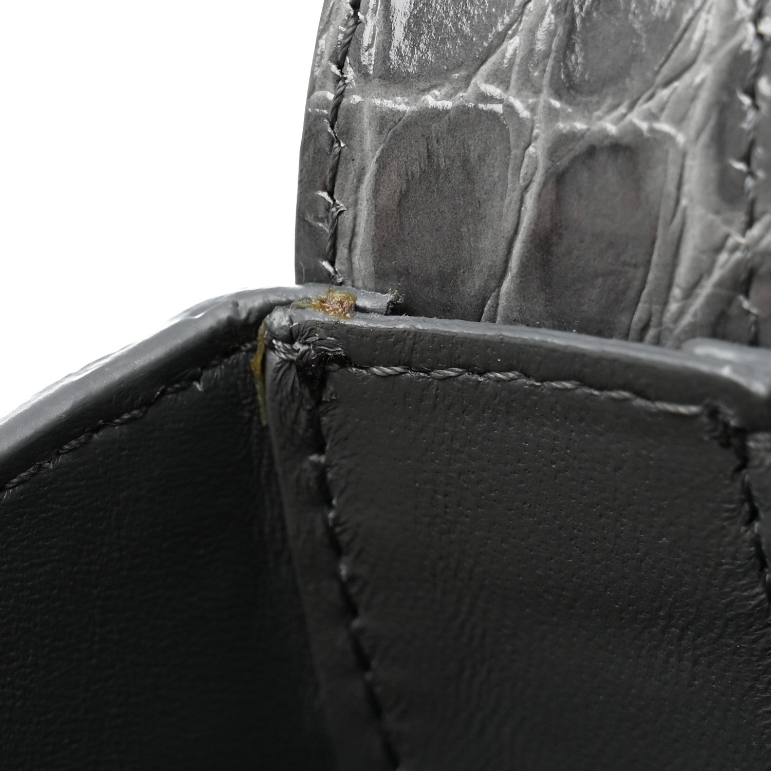 Calfskin Crocodile Embossed Large Greca Goddess Bag Charcoal