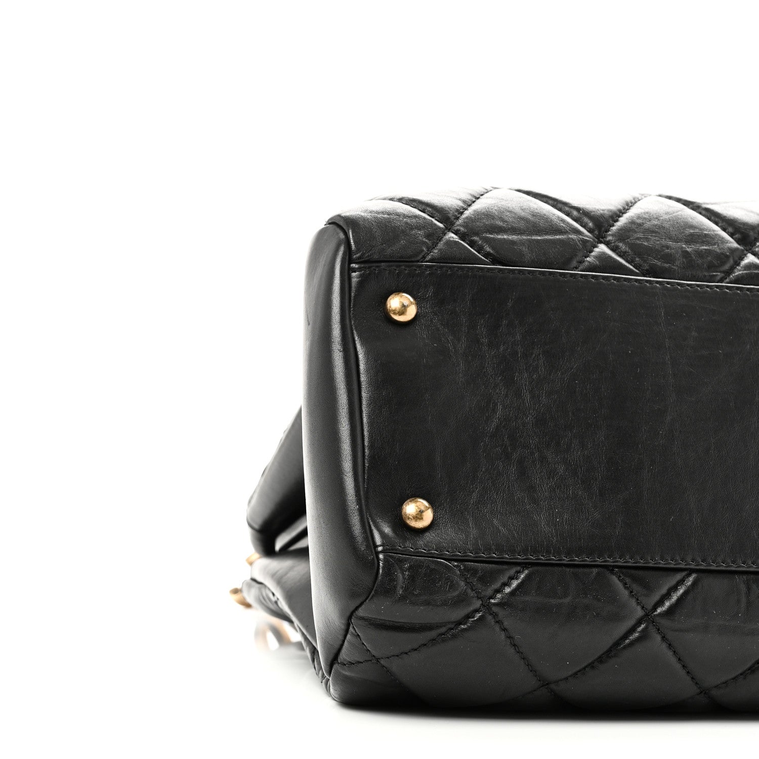 Aged Calfskin Large Just Mademoiselle Bowling Bag Black