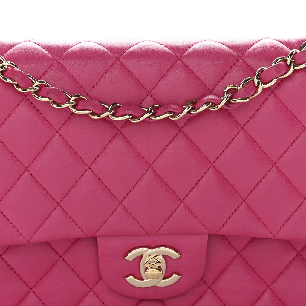 Lambskin Quilted Medium Double Flap Pink