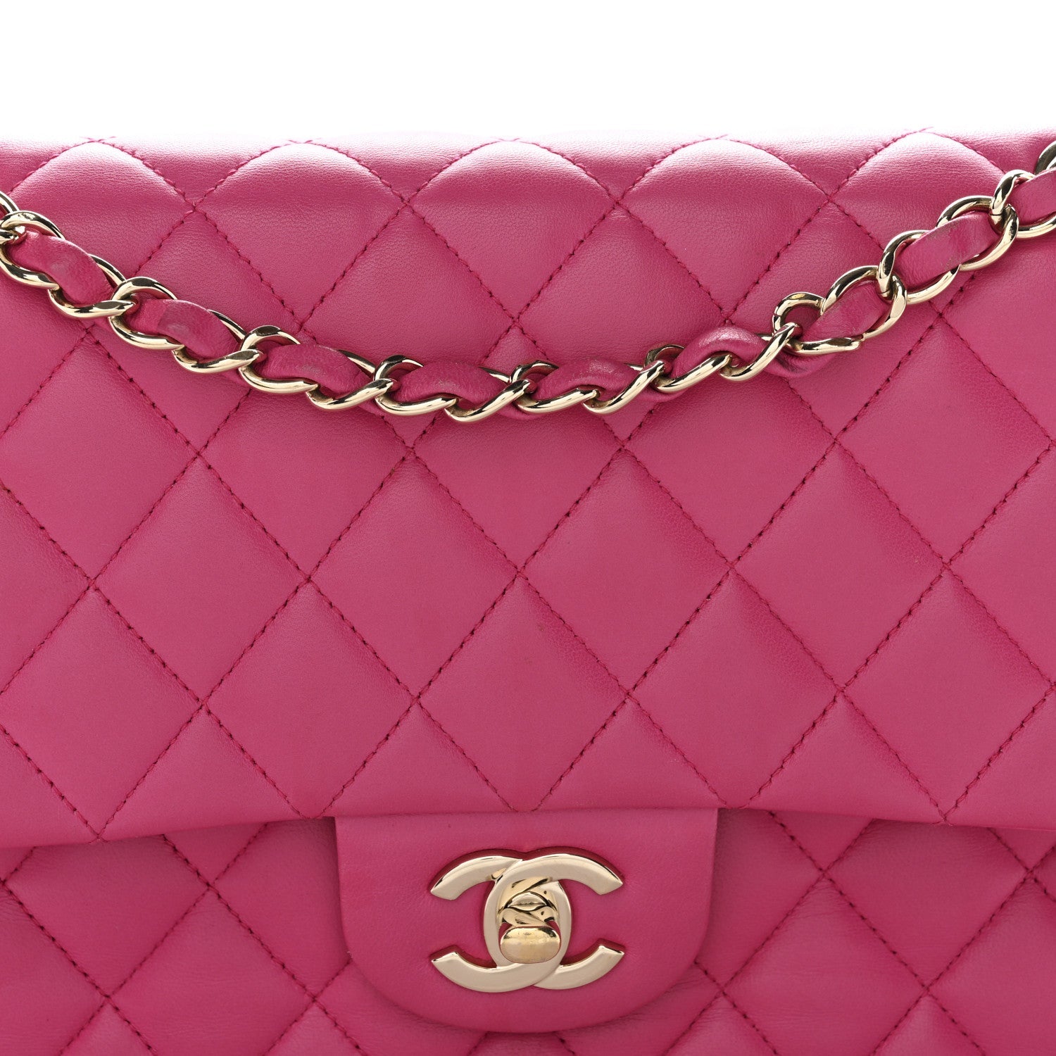 Lambskin Quilted Medium Double Flap Pink