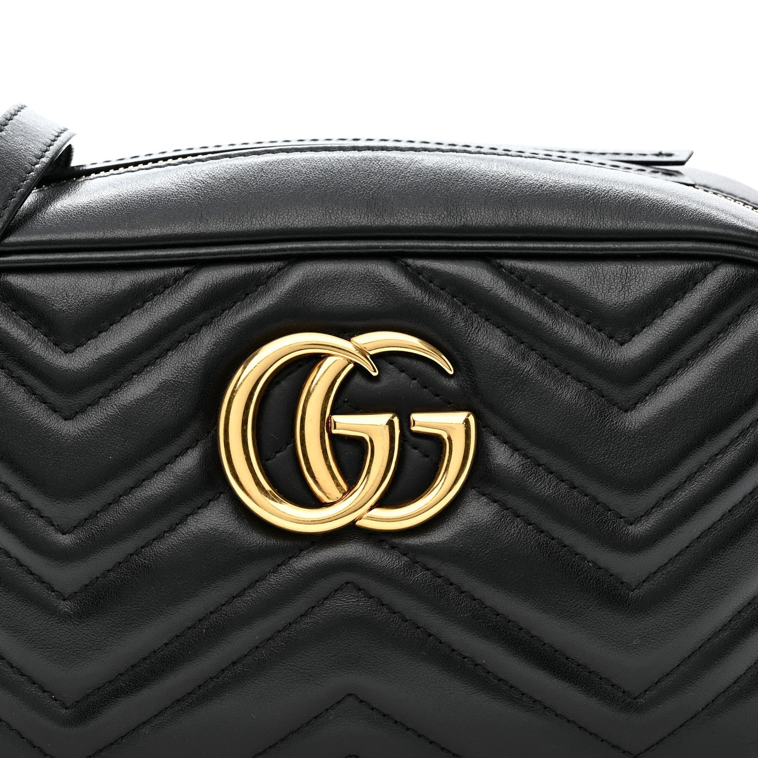 Calfskin Matelasse Small GG Marmont Chain Shoulder Bag Black