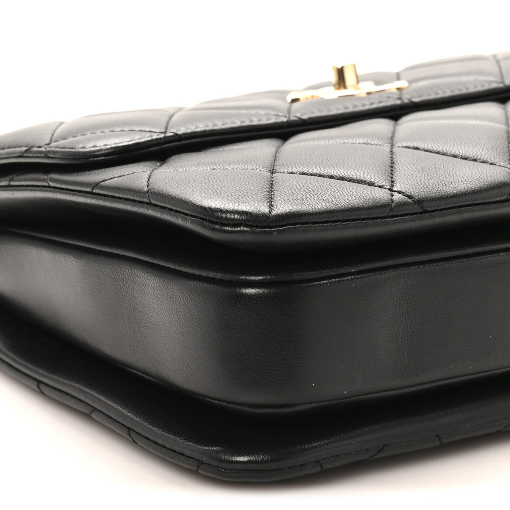 Lambskin Quilted Small Trendy CC Dual Handle Flap Bag Black