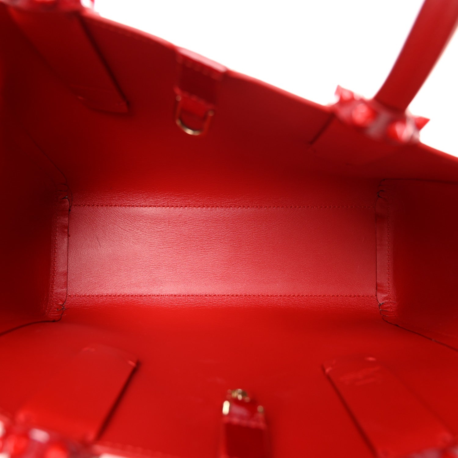 Patent Calfskin Spikes Mini East West Cabata Tote Red