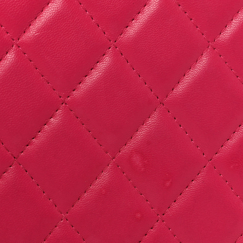 Lambskin Quilted Large Zip Around Organizer Wallet Pink