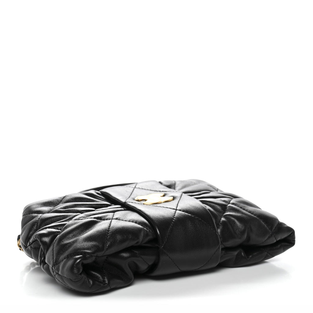 Lambskin Quilted Mini Bow Bag Black