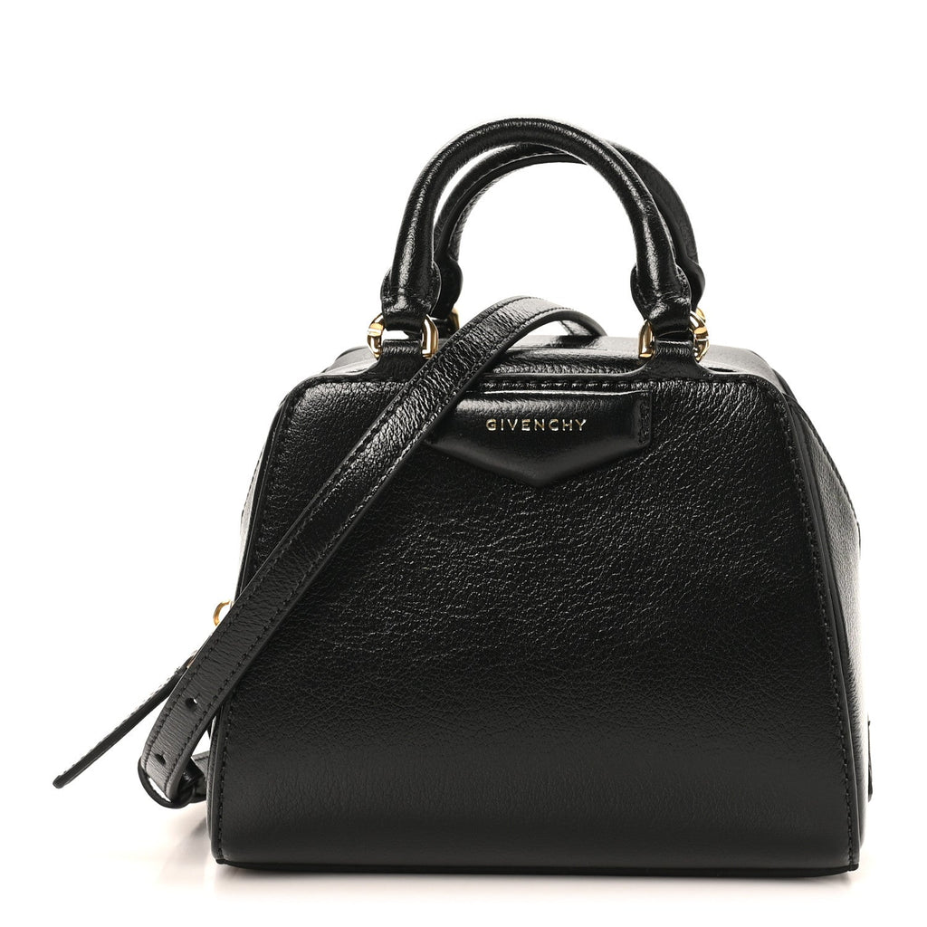 Tumbled Buffalo Nano Antigona Cube Bag Black