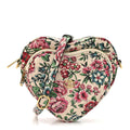 Calfskin Matelasse Diagonal Brit Roses Print Mini Interlocking G Heart Shoulder Bag  White Multicolor