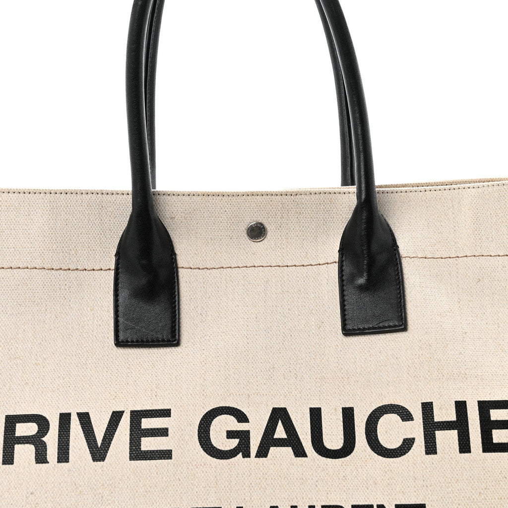 Linen Calfskin Rive Gauche Tote Optic White