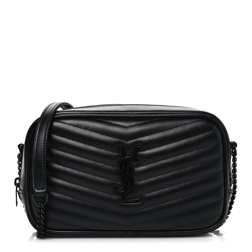 Calfskin Matelasse Monochrome Monogram Mini Lou Camera Bag Black