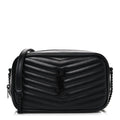 Calfskin Matelasse Monochrome Monogram Mini Lou Camera Bag Black