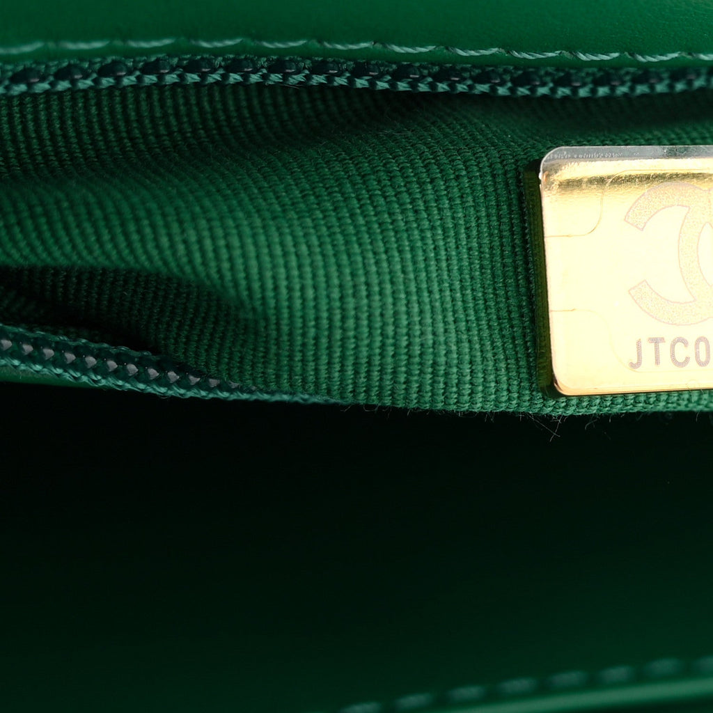 Shiny Aged Calfskin Quilted Nano Kelly Shopper Green