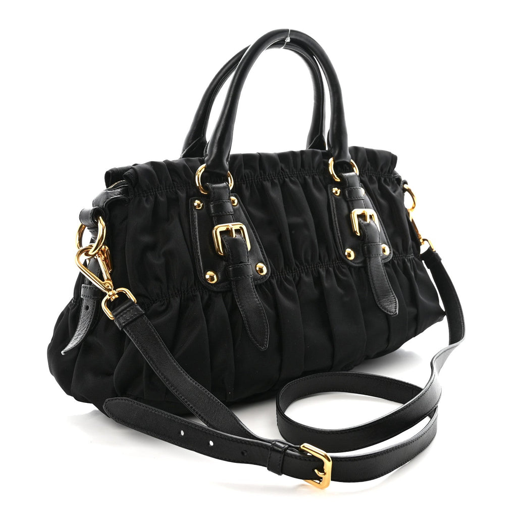 Tessuto Nylon Gaufre Shopping Satchel Black