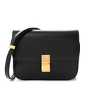 Box Calfskin Medium Classic Box Flap Bag Black