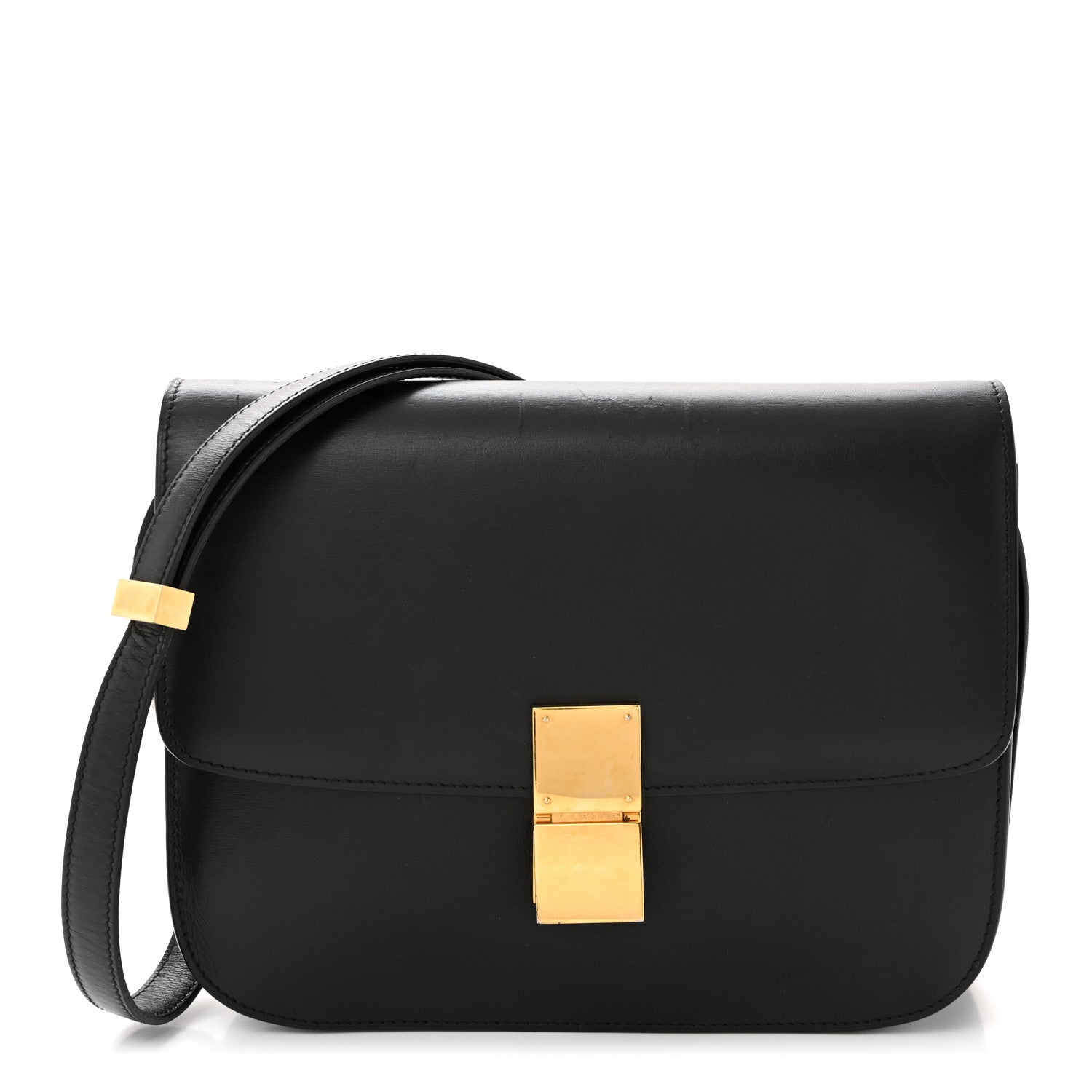 Box Calfskin Medium Classic Box Flap Bag Black