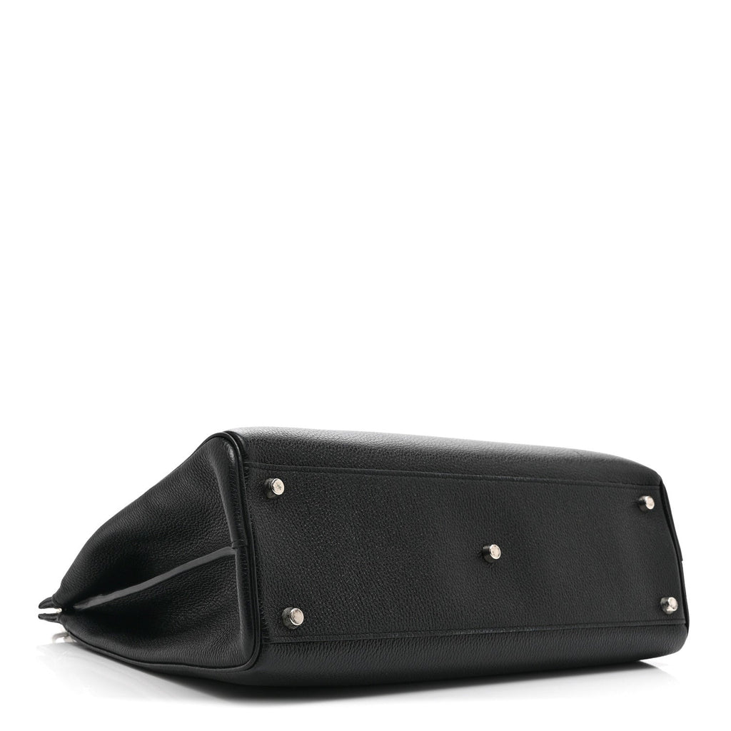 Grainy Calfskin Medium Zumi Top Handle Bag Black