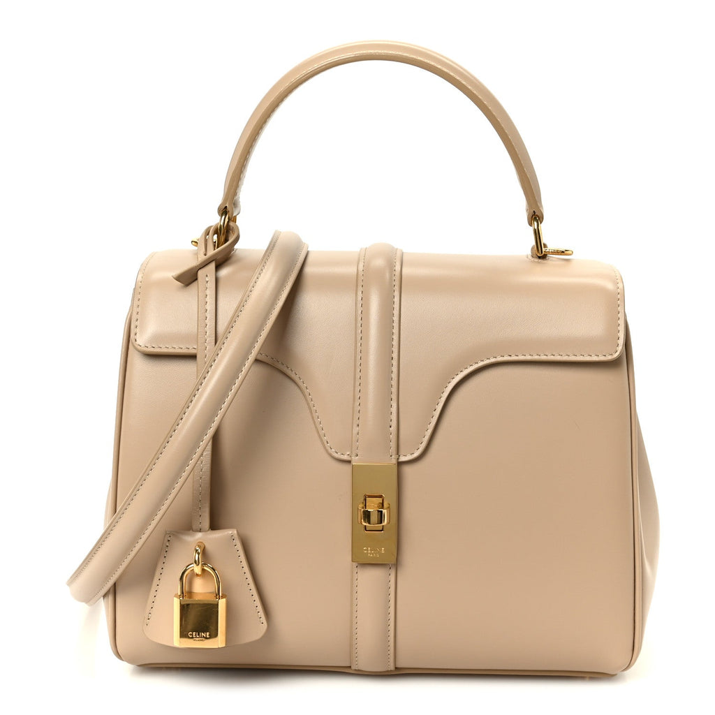 Satinated Calfskin Small 16 Top Handle Bag Nude