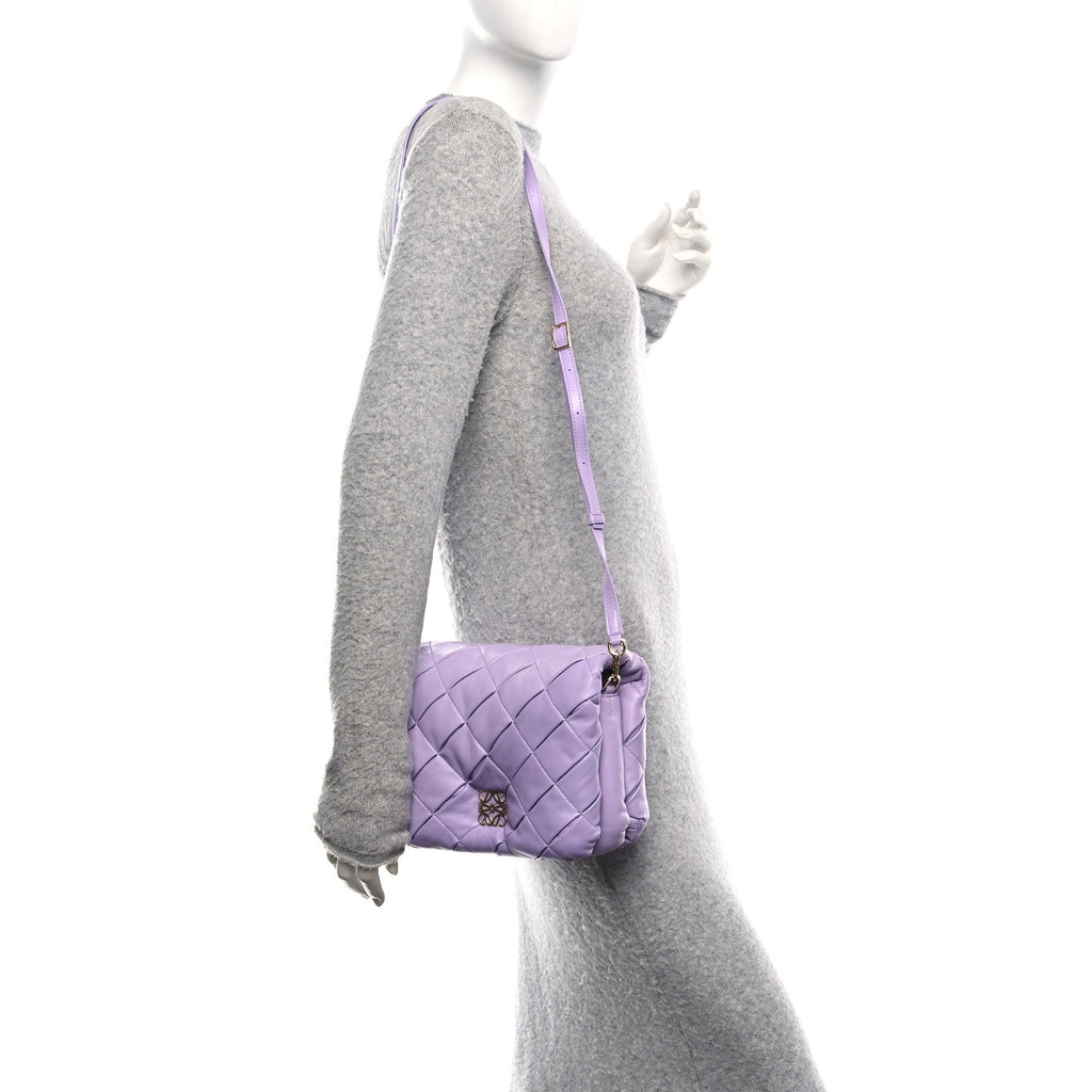 Lambskin Pleated Goya Puffer Bag Light Mauve