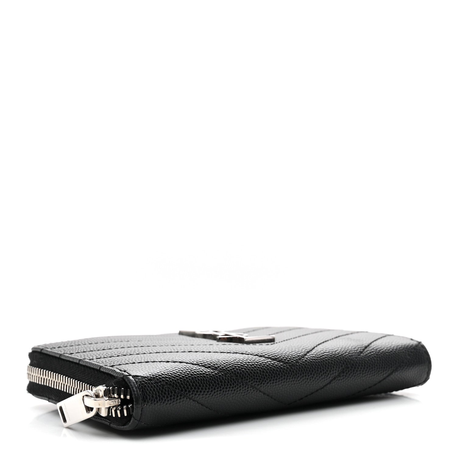 Grain De Poudre Matelasse Chevron Monogram Small Zip Around Wallet Black