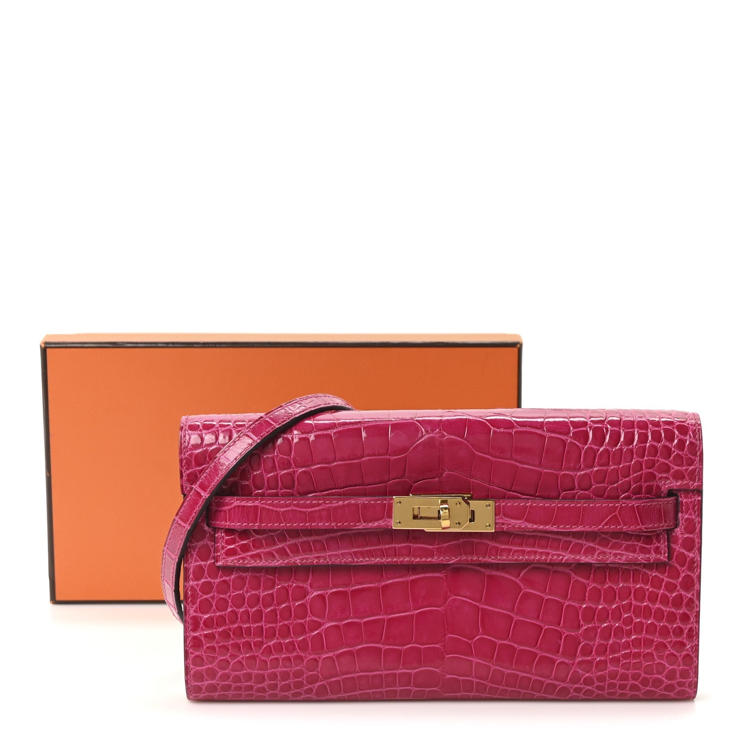 Shiny Alligator Kelly Wallet To Go Rose Scheherazade