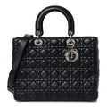 Lambskin Cannage Large Lady Dior Navy Blue