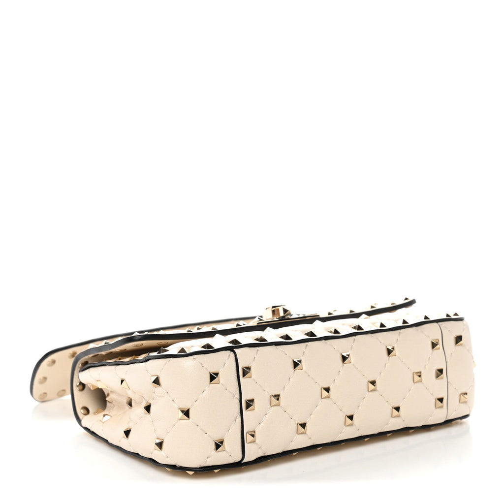 Nappa Small Rockstud Spike Shoulder Bag Light Ivory