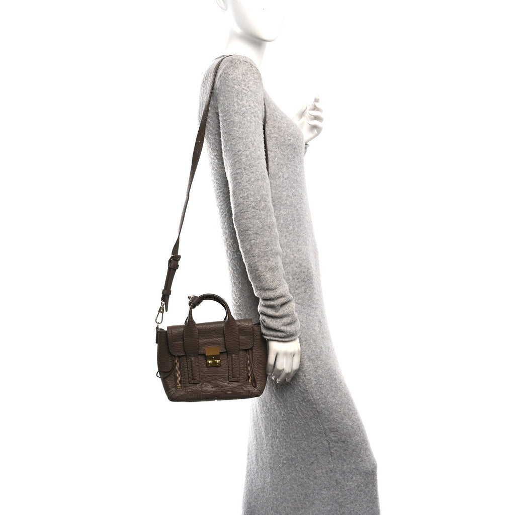 Textured Calfskin Mini Pashli Satchel Taupe