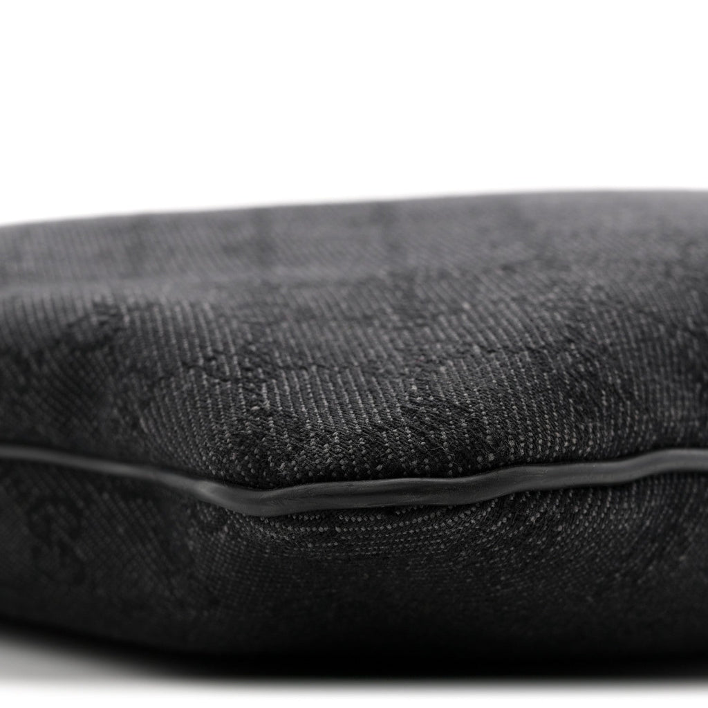 Denim Monogram Flat Messenger Bag  Black