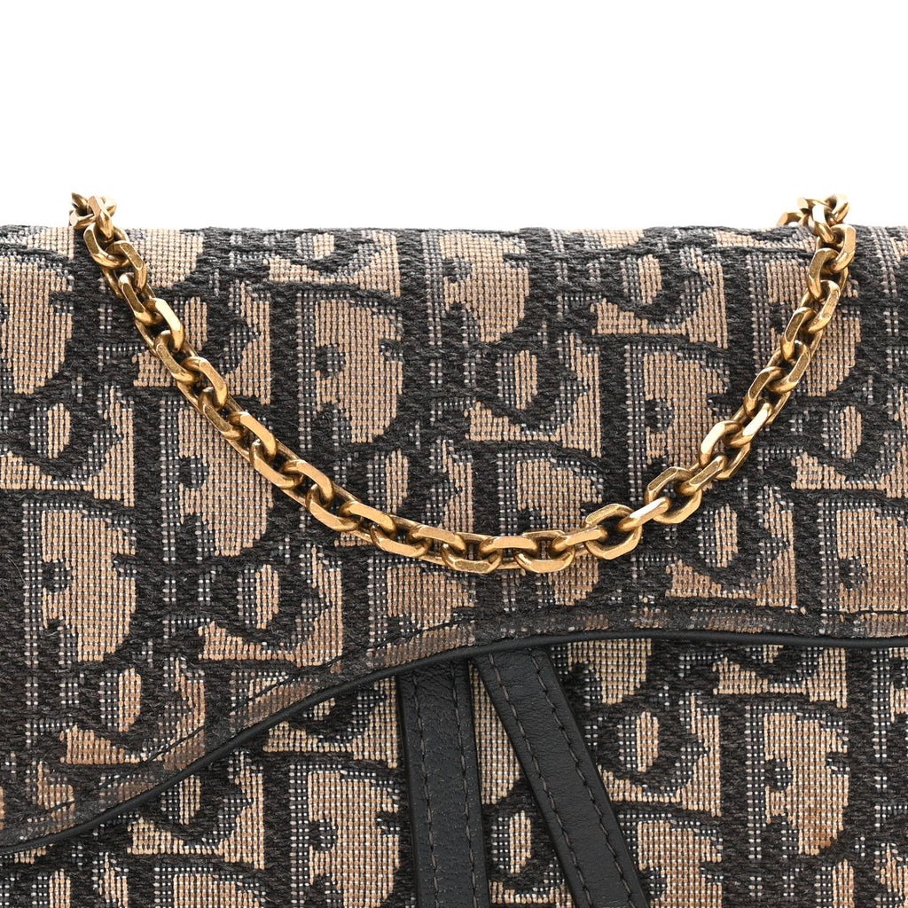 Oblique Saddle Chain Long Wallet  Blue