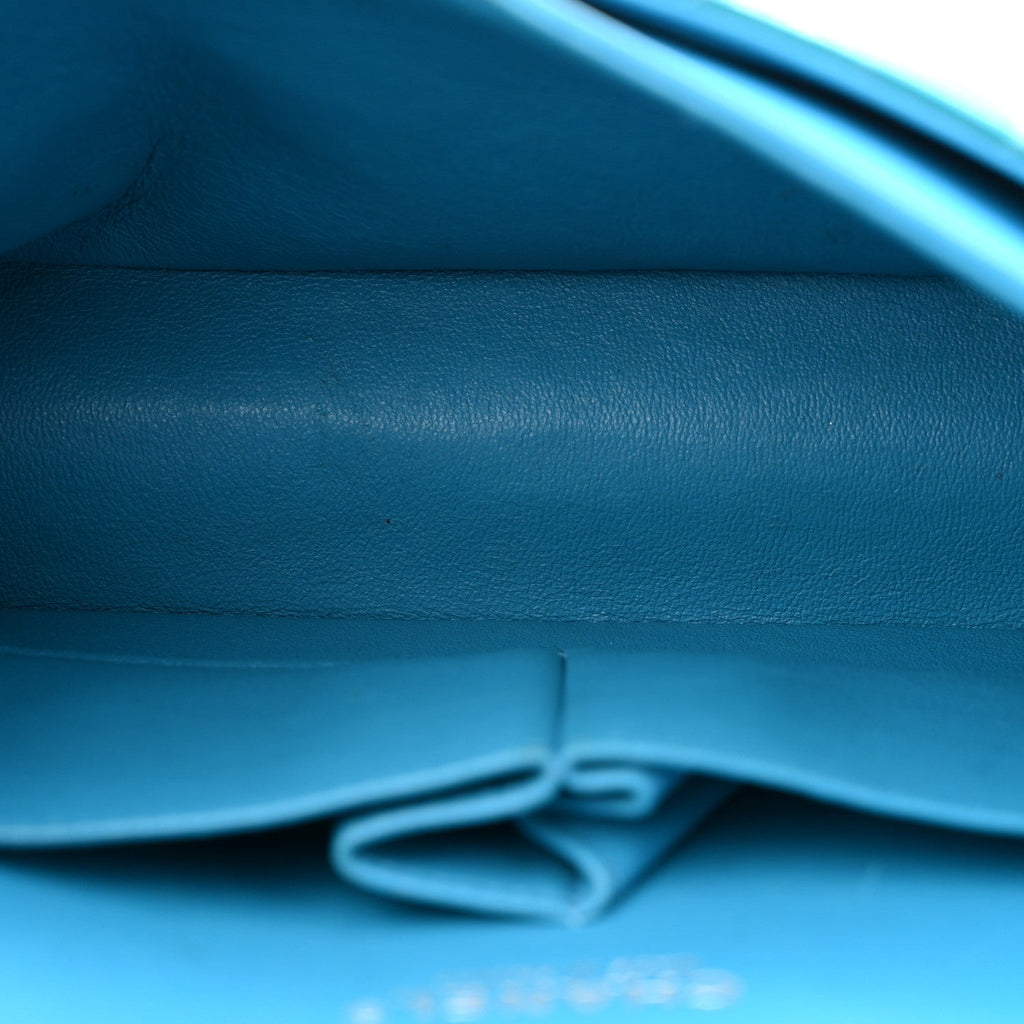 Patent Quilted Medium Double Flap Turquoise