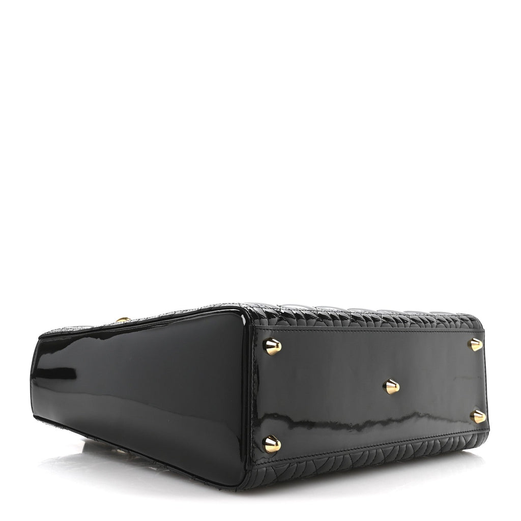 Patent Cannage Large Lady Dior Black