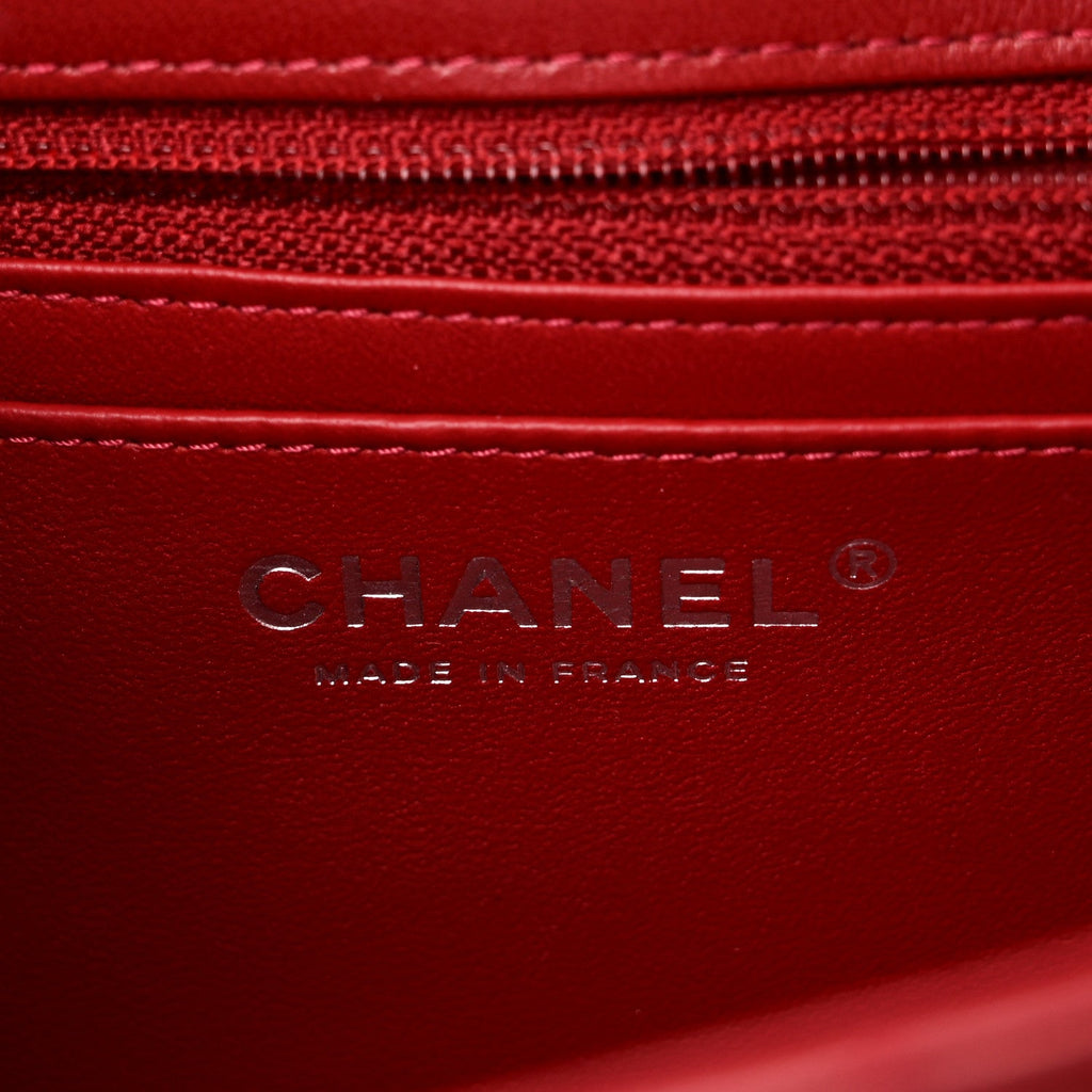 Lambskin Quilted Mini Rectangular Flap Red