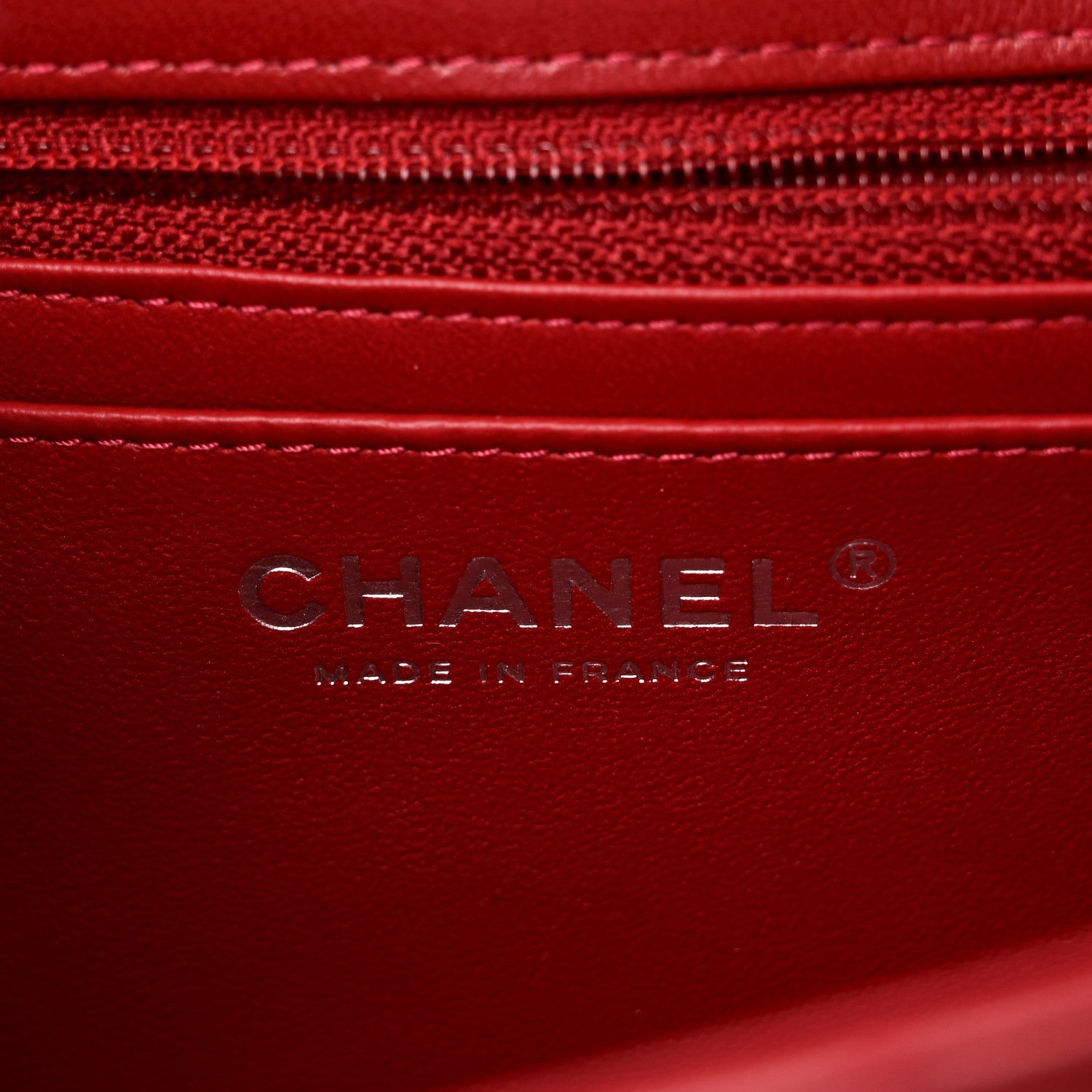 Lambskin Quilted Mini Rectangular Flap Red