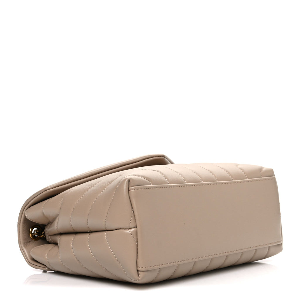 Calfskin Y Quilted Monogram Small Loulou Chain Satchel Dark Beige