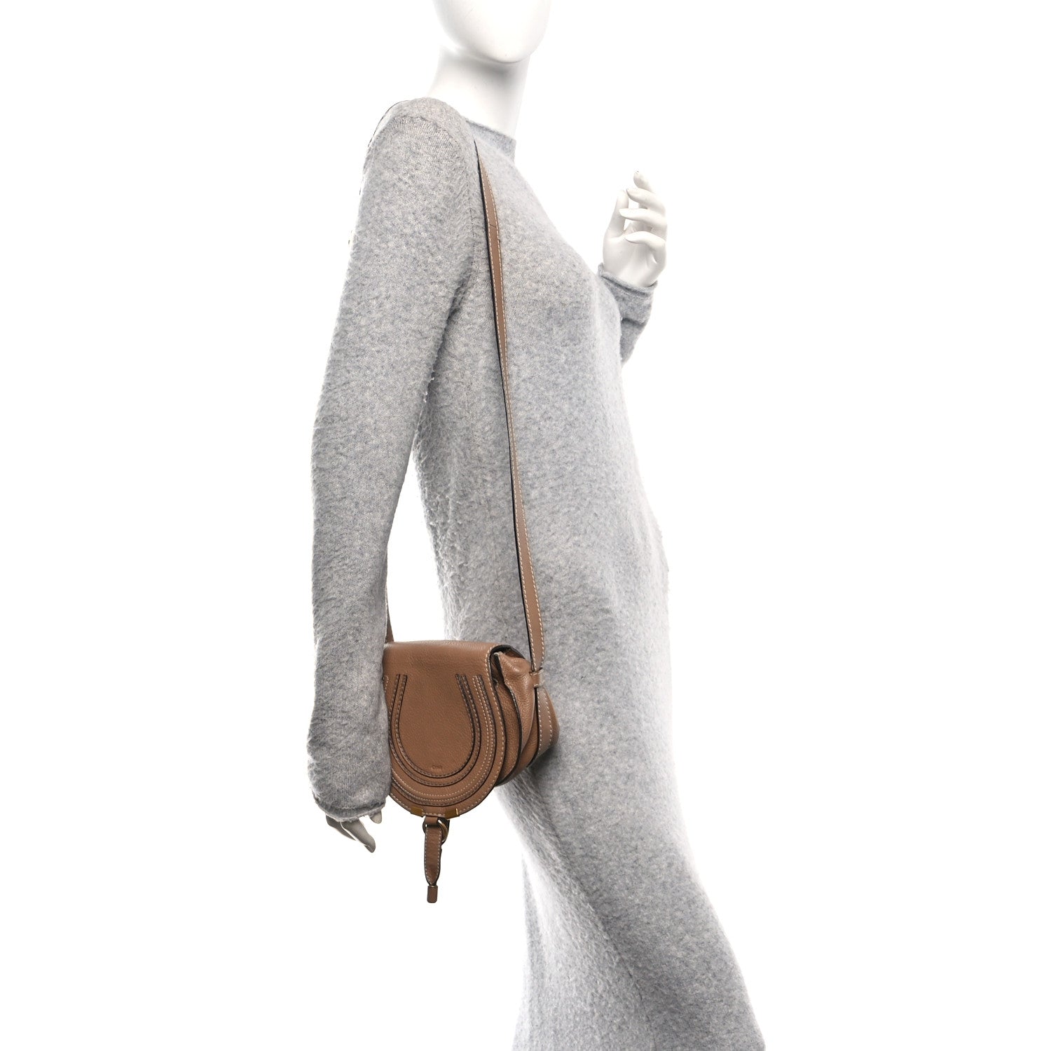 Calfskin Mini Marcie Round Crossbody Bag Nut