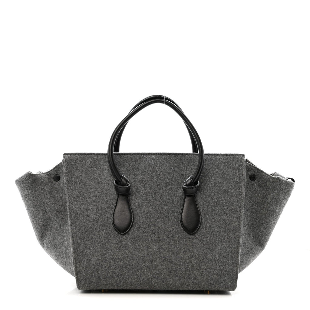 Felt Calfskin Medium Tie Knot Tote Grey Black
