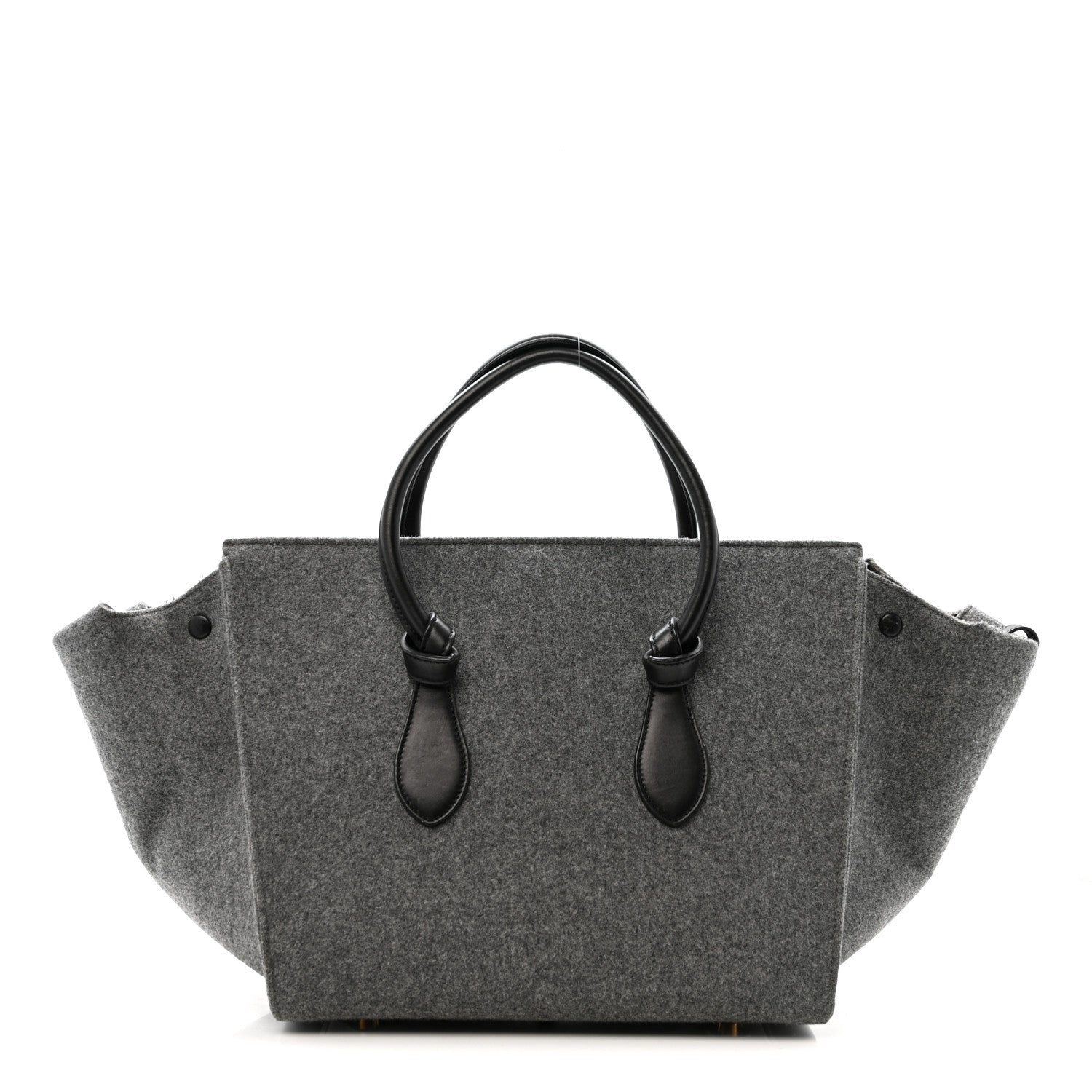 Felt Calfskin Medium Tie Knot Tote Grey Black