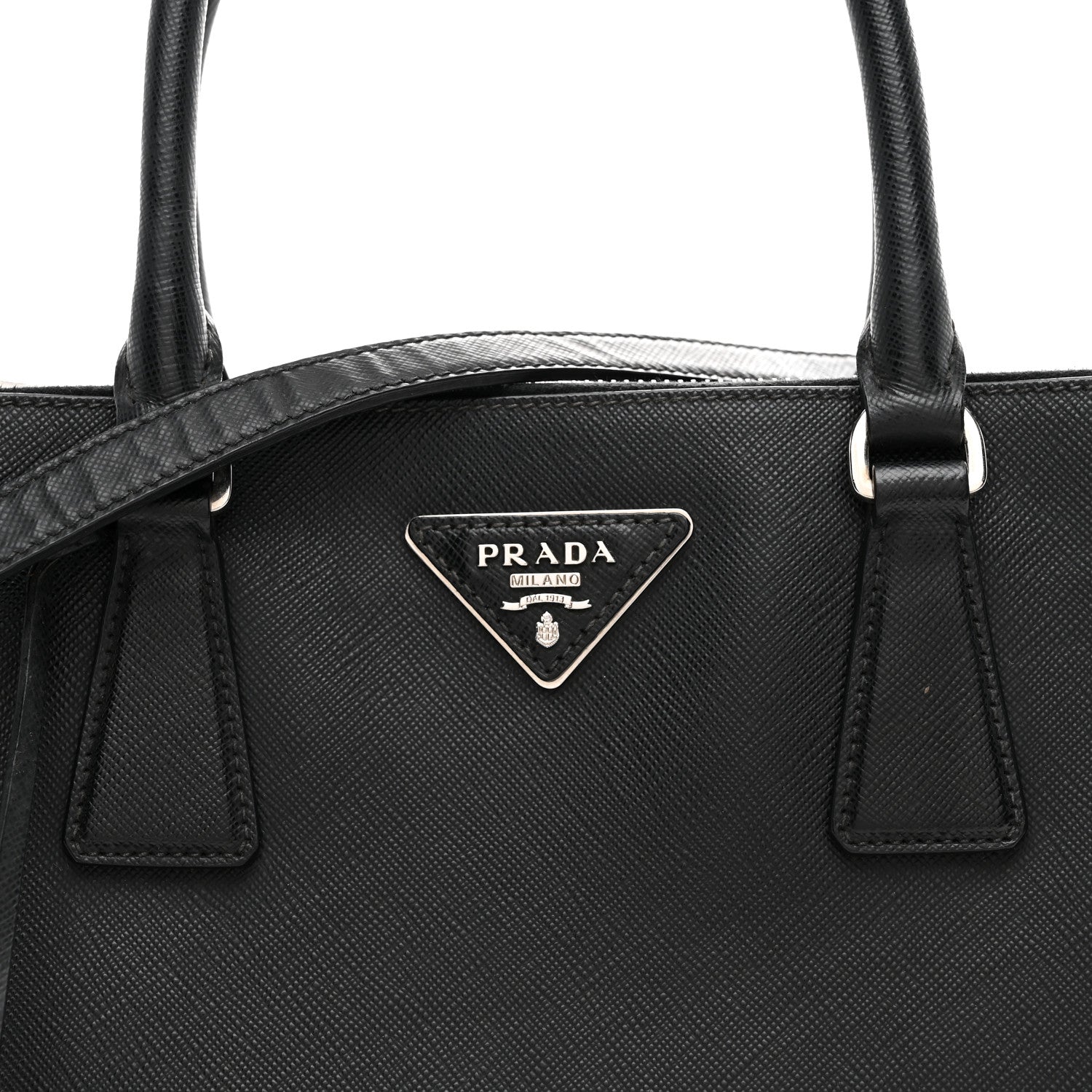 Saffiano Small Galleria Double Zip Tote Black Talco