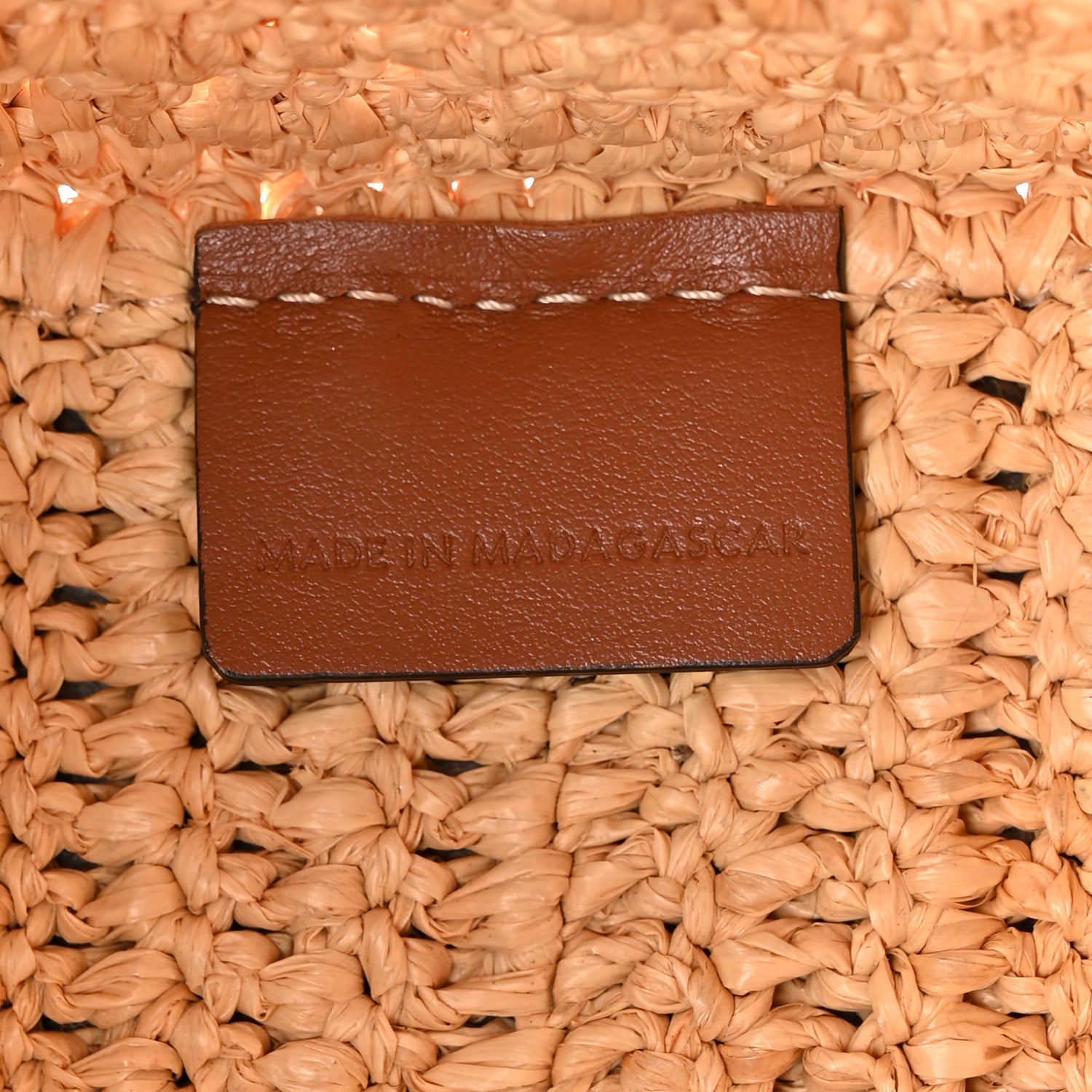 Raffia Calfskin Triomphe Cube Tote Natural Black