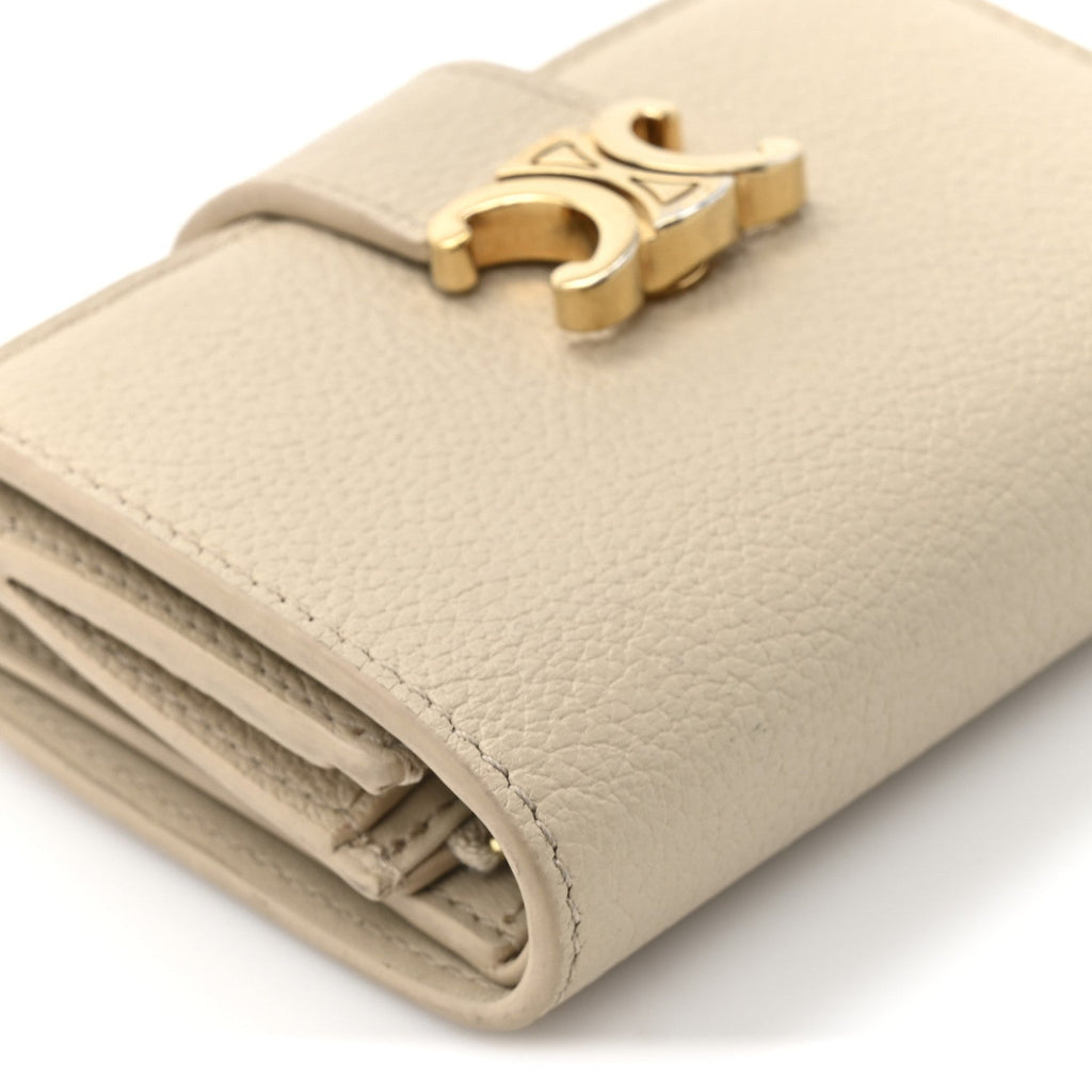 Grained Calfskin Triomphe Nino Wallet Deep Ivory