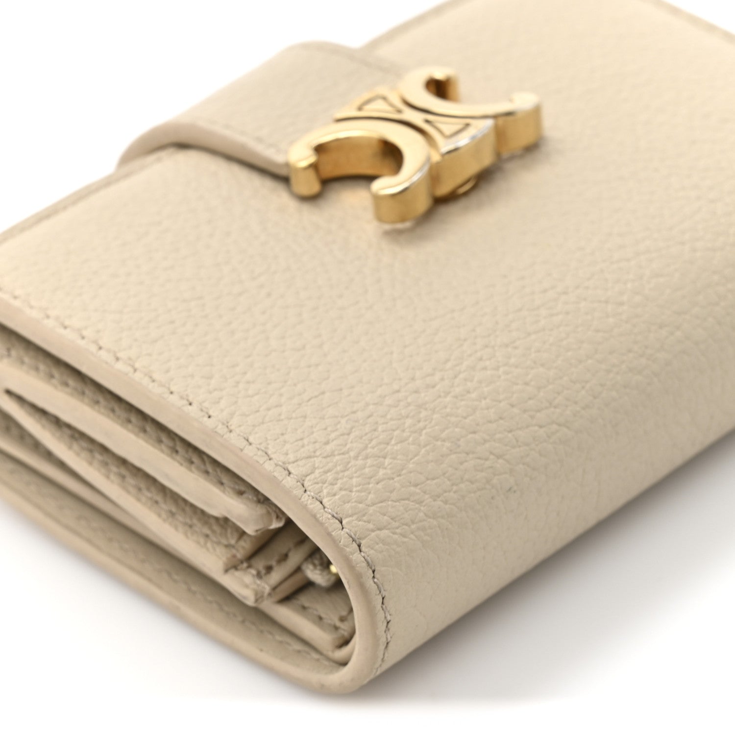 Grained Calfskin Triomphe Nino Wallet Deep Ivory