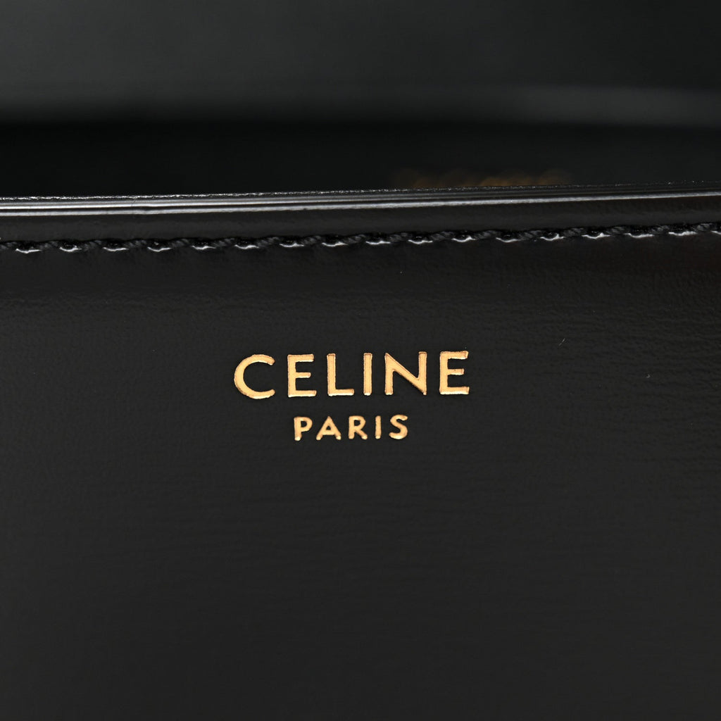 Shiny Calfskin Triomphe Shoulder Bag Black