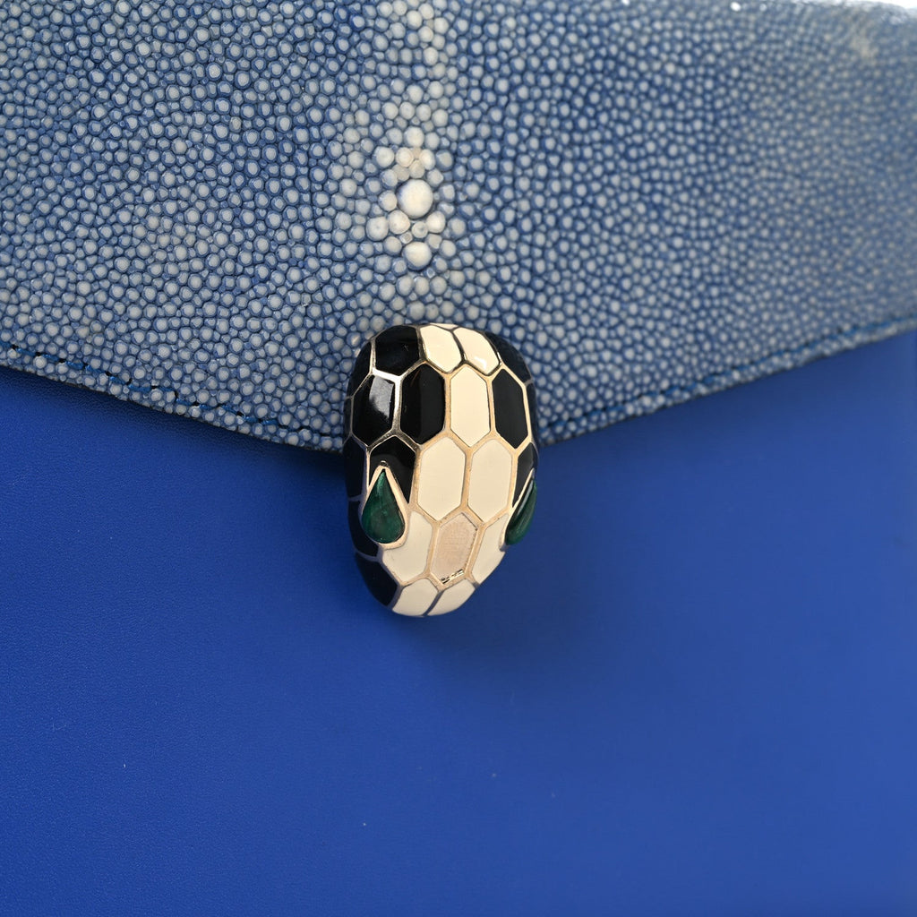 Galuchat Calfskin Serpenti Forever Crossbody Bag Blue