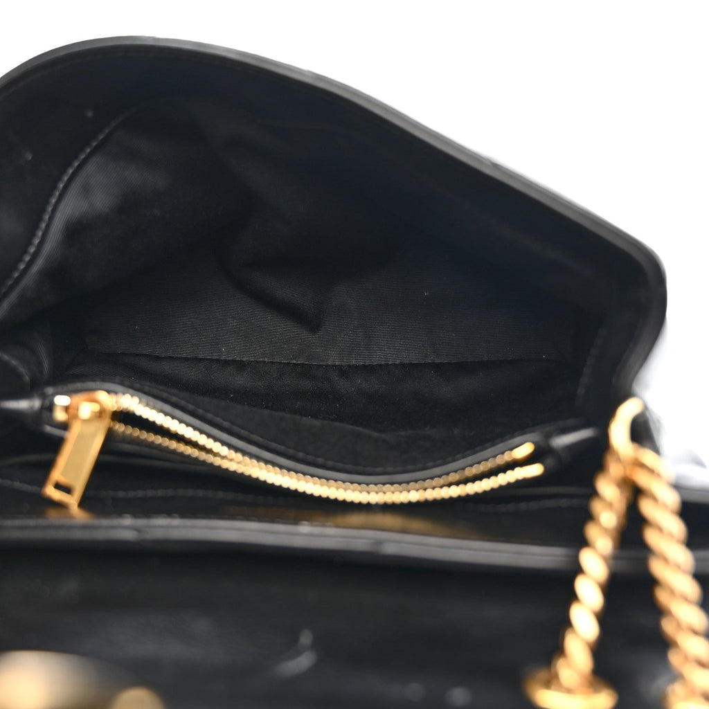 Calfskin Y Quilted Monogram Small Loulou Chain Satchel Black
