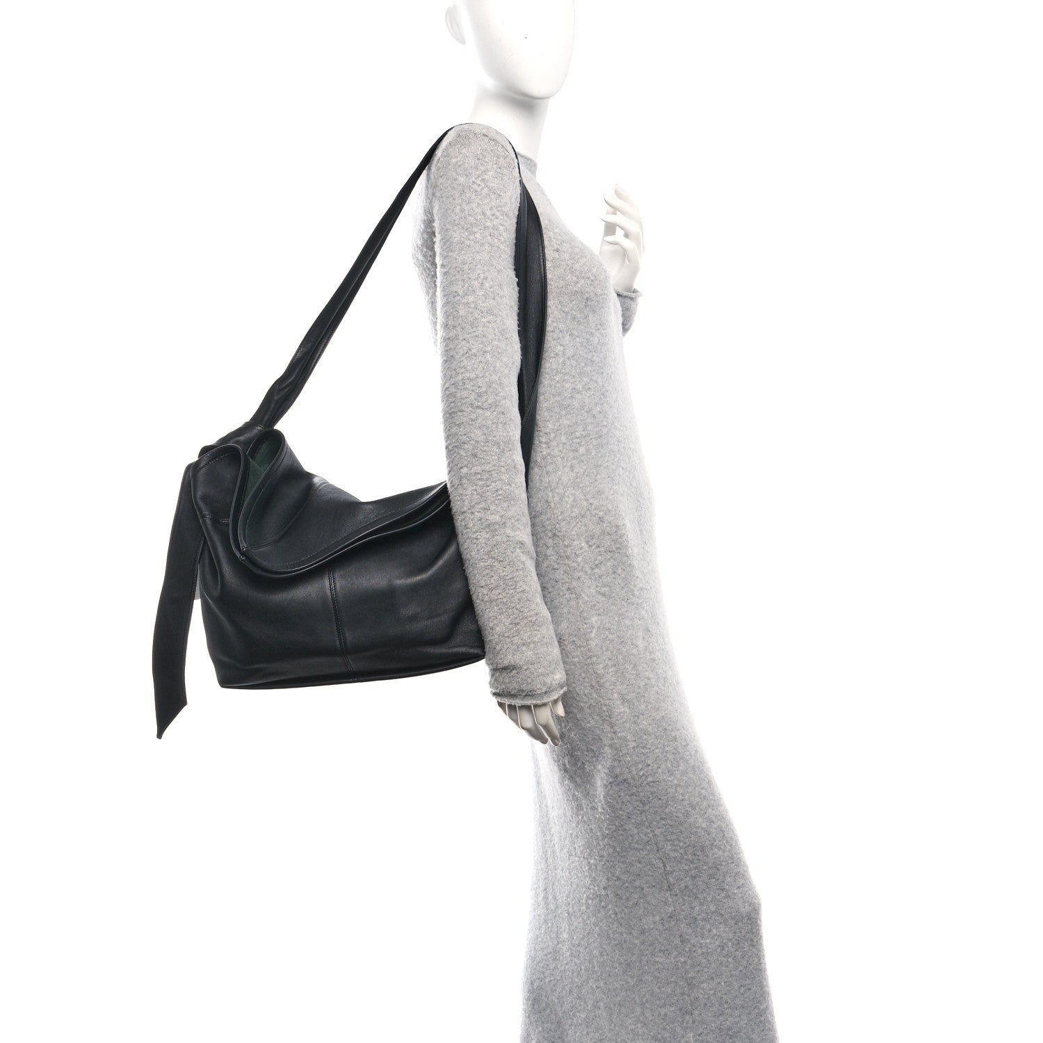 Silky Calfskin Medium Sawyer Messenger Bag Black