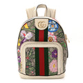 GG Supreme Monogram Flora Web Small Ophidia Day Backpack White