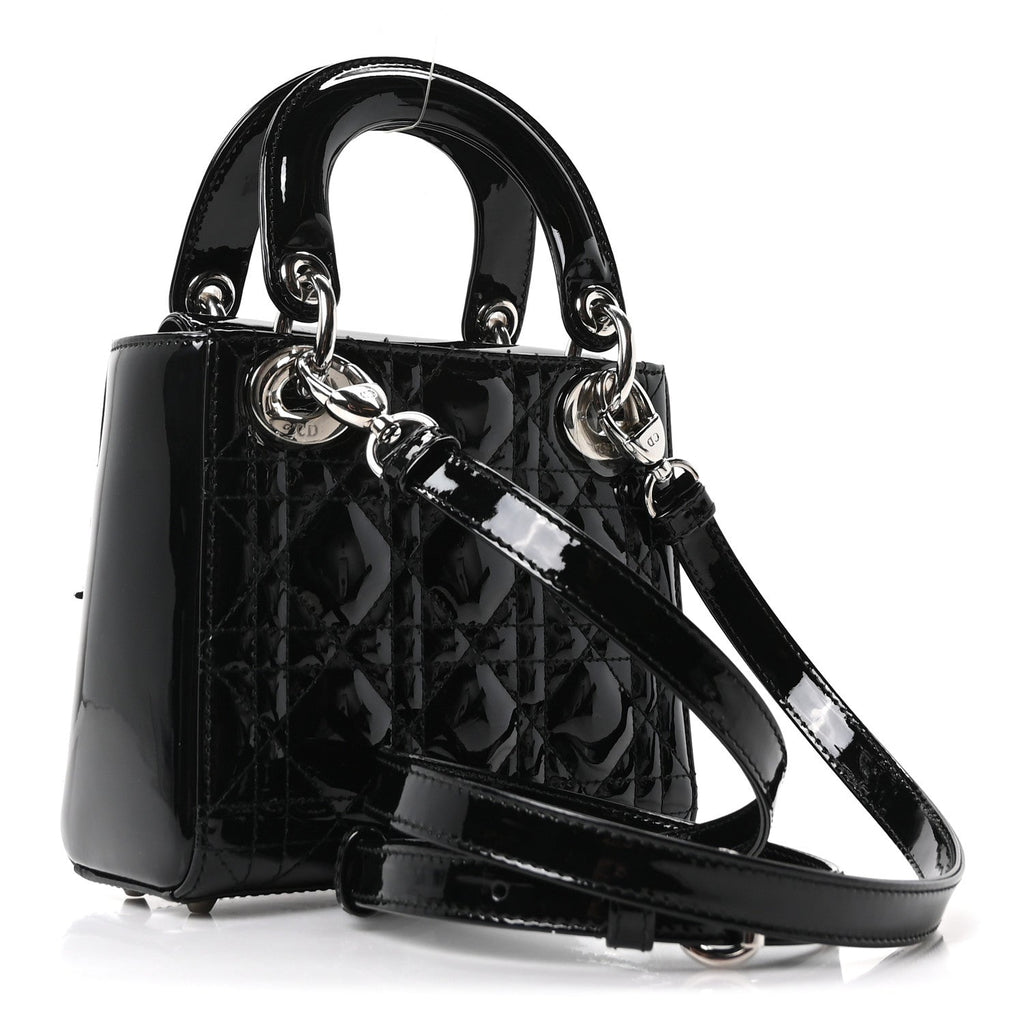 Patent Cannage Mini Lady Dior Black