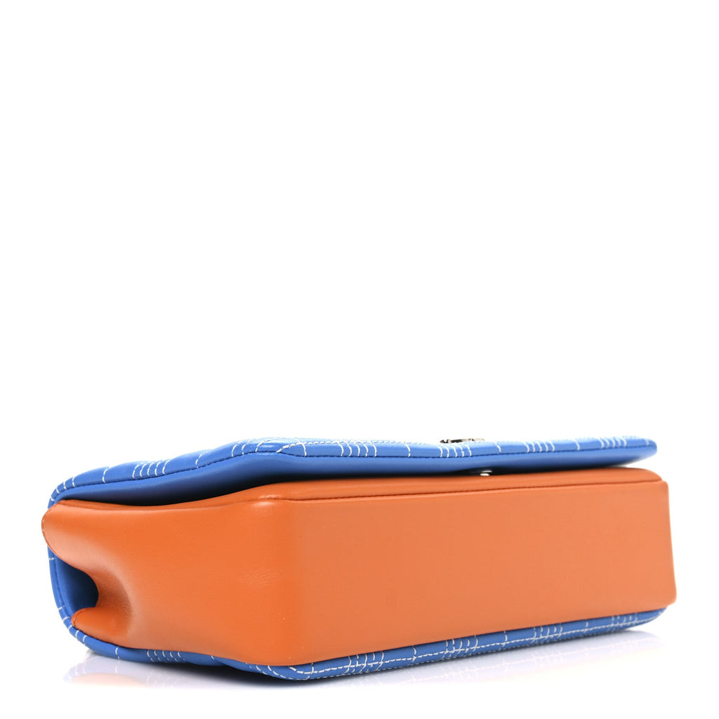 Lambskin Quilted Small Lola Bag Cyan Blue Orange Pink