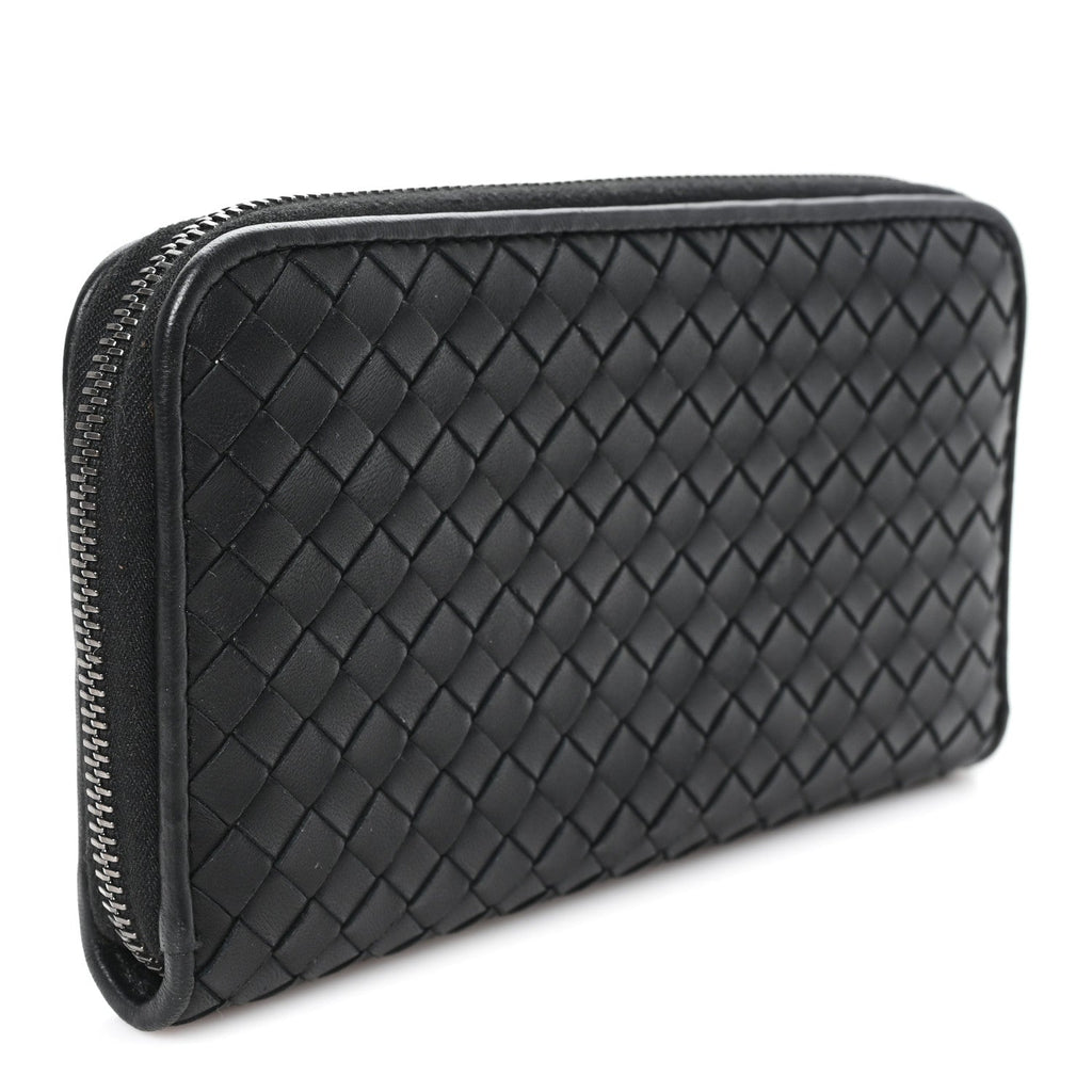 Nappa Intrecciato Zip Around Wallet Black
