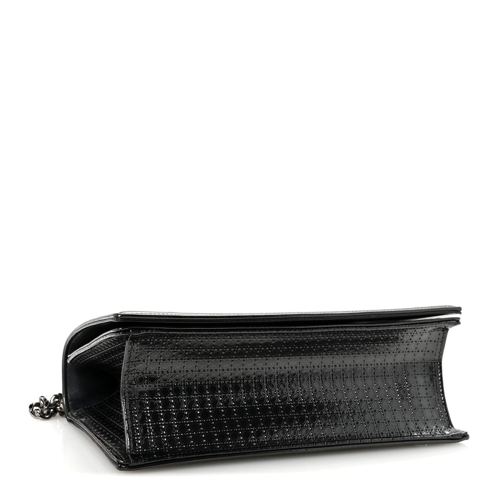 Metallic Patent Micro-Cannage Medium Diorama Flap Bag Onyx Black