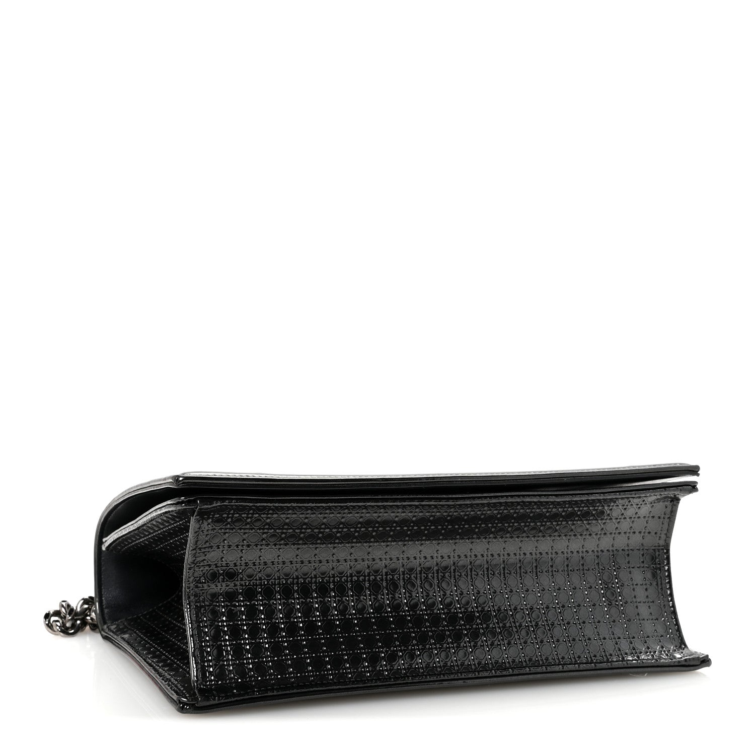 Metallic Patent Micro-Cannage Medium Diorama Flap Bag Onyx Black